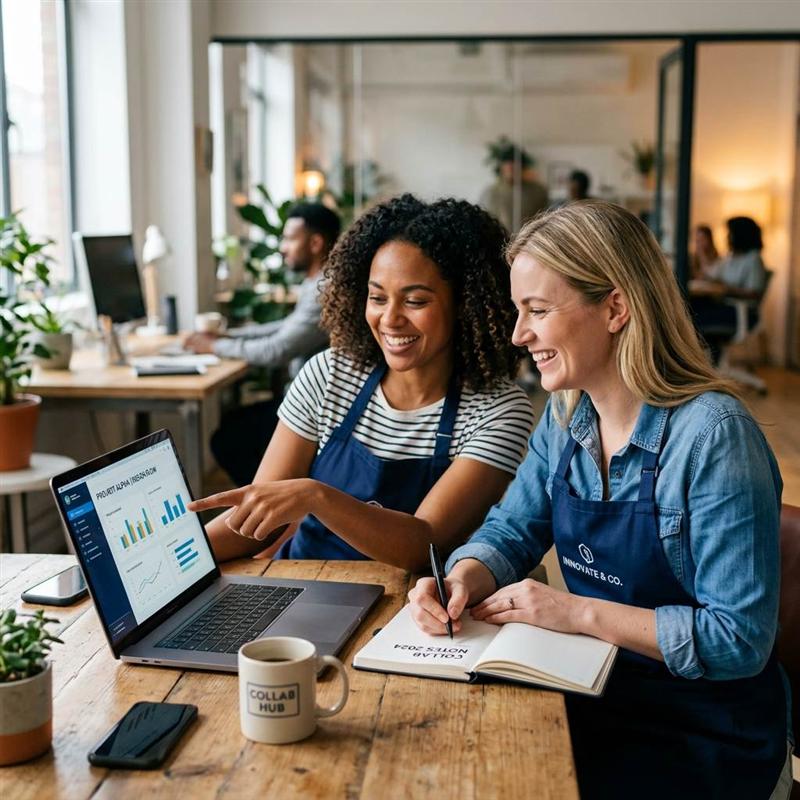 Two professionals collaborating over a laptop, employment tips