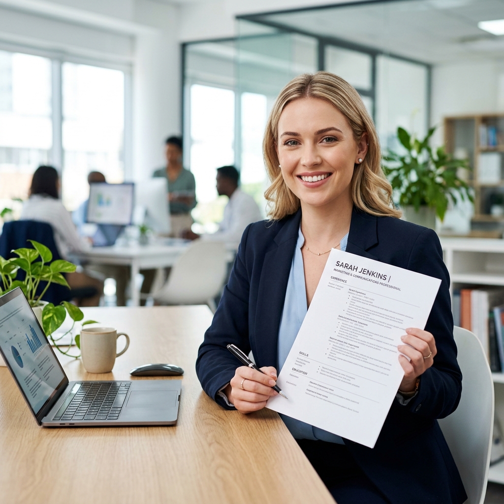 Professional holding a polished resume document